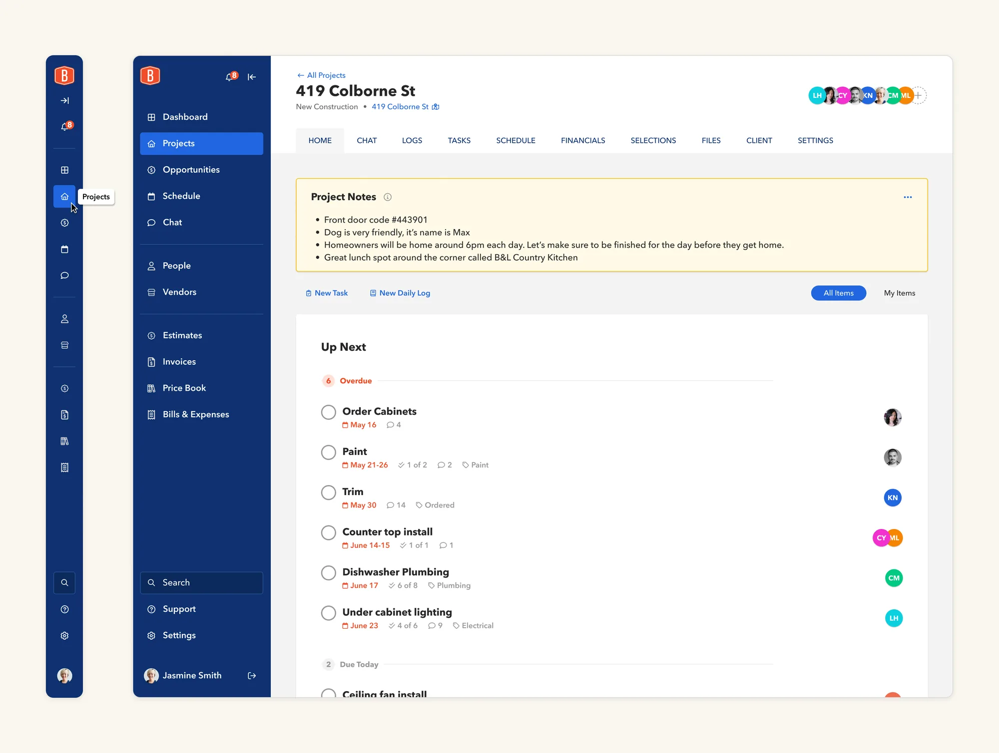 Construction dashboard